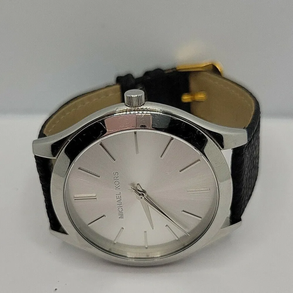 Michael Kors Runway MK3178 Women's Black Leather Analog Dial Quartz Watch AM523
